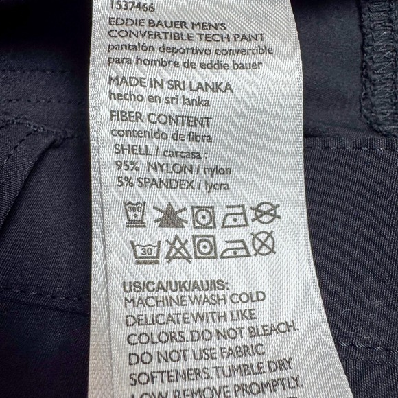 Eddie Bauer Pants Mens 32x33 Black Convertible Tech Hiking Nylon Stretch Outdoor - Picture 12 of 16